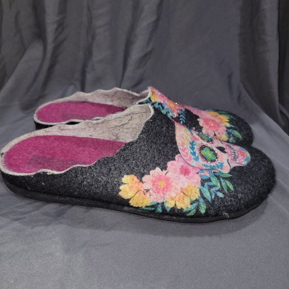 Flexus Women's Sugarskull Wool Slippers 42 Size 10.5 11